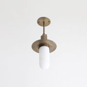 One-Light Brass Pendant with Alabaster Shade