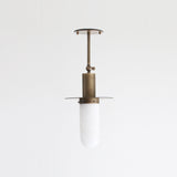 One-Light Brass Pendant with Rounded Alabaster Shade
