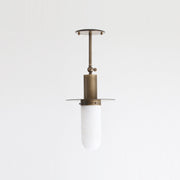 One-Light Brass Pendant with Rounded Alabaster Shade