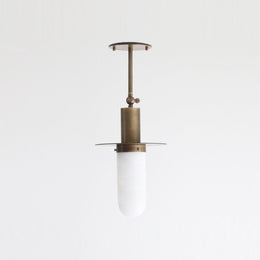 One-Light Brass Pendant with Rounded Alabaster Shade