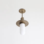 One-Light Brass Pendant with Rounded Alabaster Shade