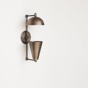 One-Light Brass Sconce with Dome and Cone Shades