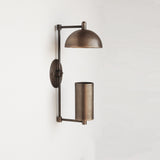 One-Light Brass Sconce with Dome and Cylinder Shades