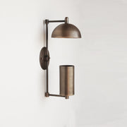 One-Light Brass Sconce with Dome and Cylinder Shades
