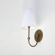 One-Light Brass Sconce with Tapered Linen Shade