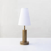 One-Light Brass Table Lamp with Tapered Linen Shade