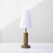 One-Light Brass Table Lamp with Tapered Linen Shade