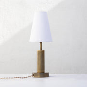 One-Light Brass Table Lamp with Tapered Linen Shade