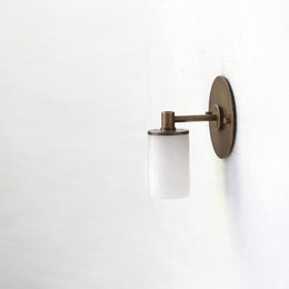 One-Light Brass Wall Sconce with Alabaster Cylinder Shade