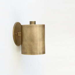 One-Light Brass Wall Sconce with Cylinder Shade