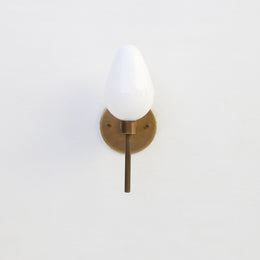 One-Light Brass Wall Sconce with Opal Tulip Shade