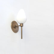 One-Light Brass Wall Sconce with Opal Tulip Shade