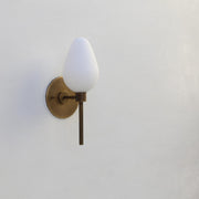 One-Light Brass Wall Sconce with Opal Tulip Shade