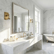 One-Light Brass Wall Sconce with Tall Alabaster Cylinder Shade