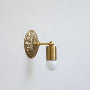 One-Light Cast Brass Wall Sconce with Embossed Back Plate