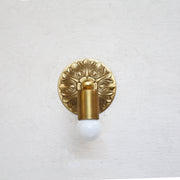One-Light Cast Brass Wall Sconce with Embossed Back Plate