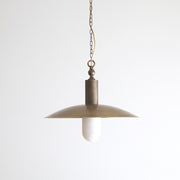 One-Light Chain-Hung Brass Dome Pendant with Alabaster Cylinder Shade