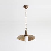 One-Light Chain-Hung Brass Dome Pendant with Alabaster Cylinder Shade
