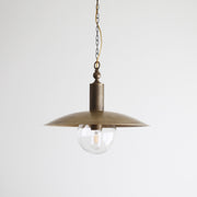 One-Light Chain-Hung Brass Dome Pendant with Glass Shade