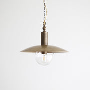 One-Light Chain-Hung Brass Dome Pendant with Glass Shade
