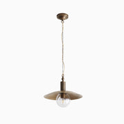 One-Light Chain-Hung Brass Dome Pendant with Glass Shade