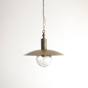 One-Light Chain-Hung Brass Dome Pendant with Glass Shade