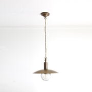 One-Light Chain-Hung Brass Dome Pendant with Glass Shade