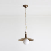 One-Light Chain-Hung Brass Dome Pendant with Opal Glass Globe