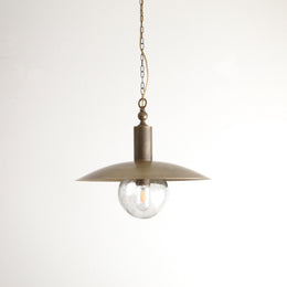 One-Light Chain-Hung Brass Dome Pendant with Seeded Glass Shade