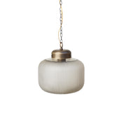 One-Light Chain Pendant with Ribbed Glass Drum Shade