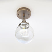 One-Light Clear Glass Globe Semi-Flush Mount Ceiling Light