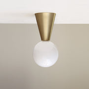 One-Light Cone and Globe Flush Mount Ceiling Light