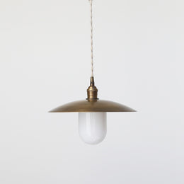 One-Light Cord Pendant with Twelve-Inch Brass Disc Shade