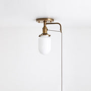 One-Light Cylindrical Opal Glass Flush Mount Ceiling Light with Pull Chain