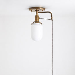 One-Light Cylindrical Opal Glass Flush Mount Ceiling Light with Pull Chain
