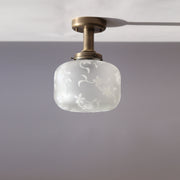 One-Light Glass Drum Semi-Flush Mount Ceiling Light