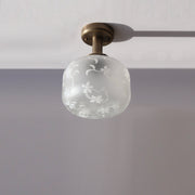 One-Light Glass Drum Semi-Flush Mount Ceiling Light