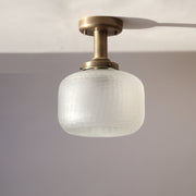 One-Light Glass Drum Semi-Flush Mount Ceiling Light