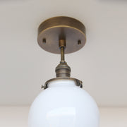 One-Light Glass Globe Semi-Flush Mount Ceiling Light