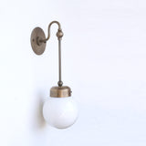 One-Light Gooseneck Rod Wall Sconce with Opal Globe