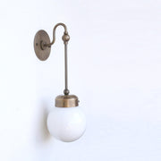 One-Light Gooseneck Rod Wall Sconce with Opal Globe