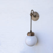 One-Light Gooseneck Rod Wall Sconce with Opal Globe