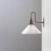 One-Light Gooseneck Wall Sconce with 10-Inch Ribbed Clear Glass Shade