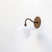 One-Light Gooseneck Wall Sconce with 8-Inch Opal Glass Shade
