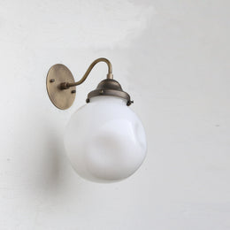 One-Light Gooseneck Wall Sconce with 8-Inch Opal Globe