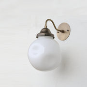 One-Light Gooseneck Wall Sconce with 8-Inch Opal Globe