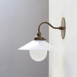 One-Light Gooseneck Wall Sconce with 9-Inch Opal Glass Shade