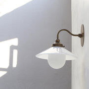 One-Light Gooseneck Wall Sconce with 9-Inch Opal Glass Shade