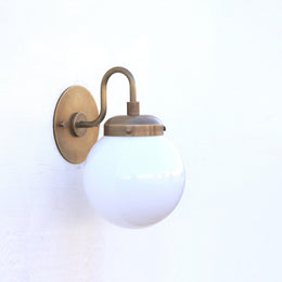 One-Light Gooseneck Wall Sconce with Opal Globe