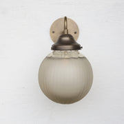 One-Light Gooseneck Wall Sconce with Ribbed Cut Glass Globe